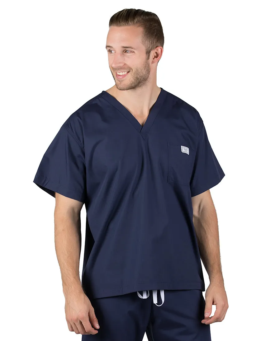 2XL Long Navy Blue David Simple Scrub Top