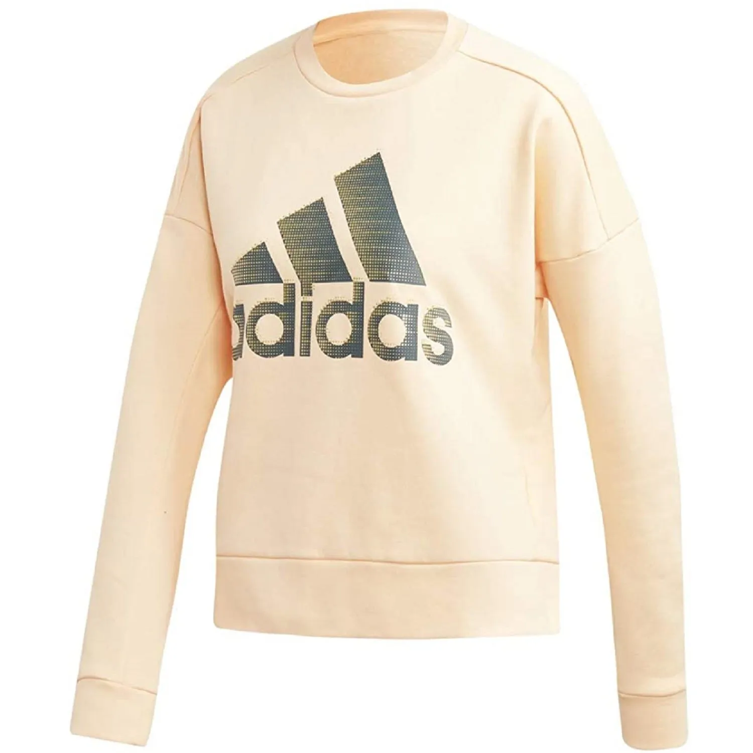 Adidas Women's Glam-Logo Crewneck Fleece Sweatshirt, Glow Orange, XXS