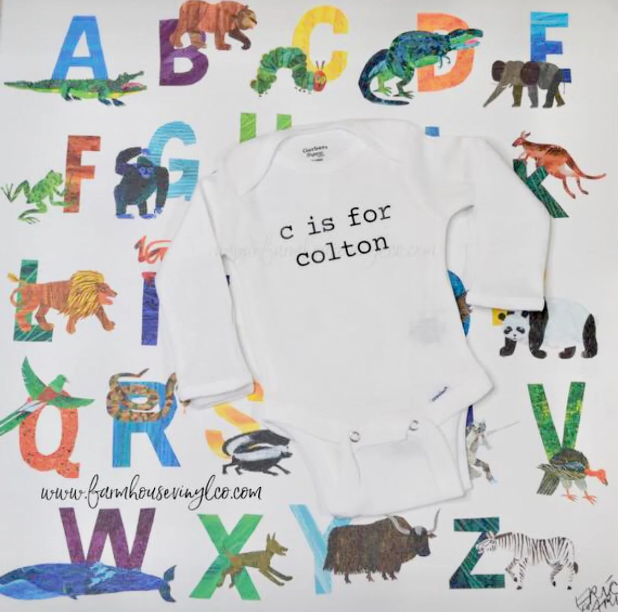 Alphabet Baby Name Announcement Onesie