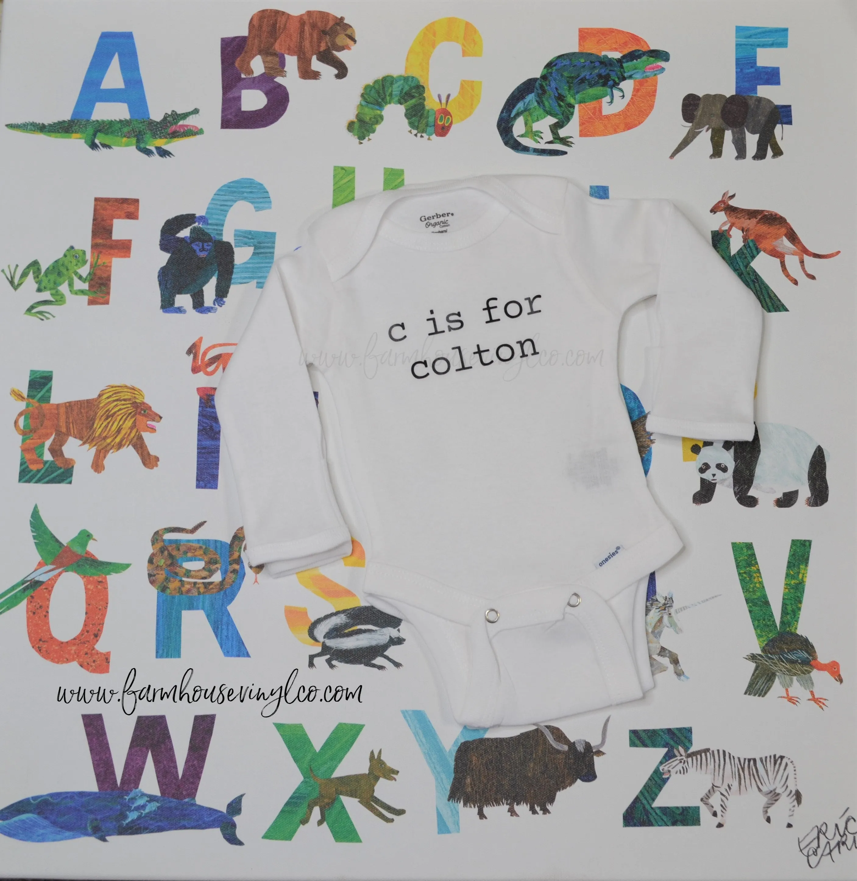 Alphabet Baby Name Announcement Onesie