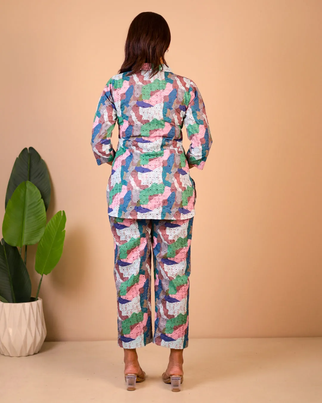 Artistic Multicolor Cotton Schiffli Co-ord Set