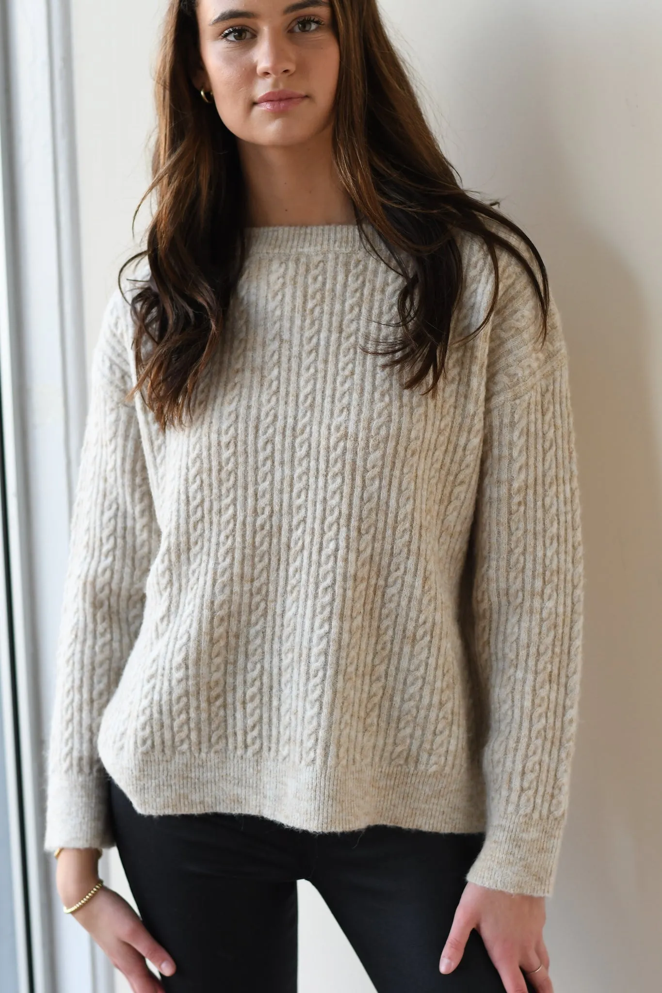 Beige Cable Sweater