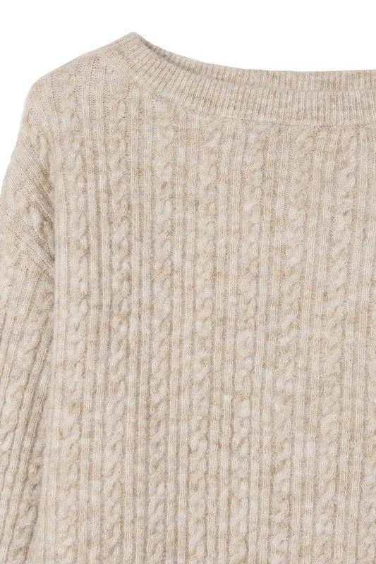 Beige Cable Sweater