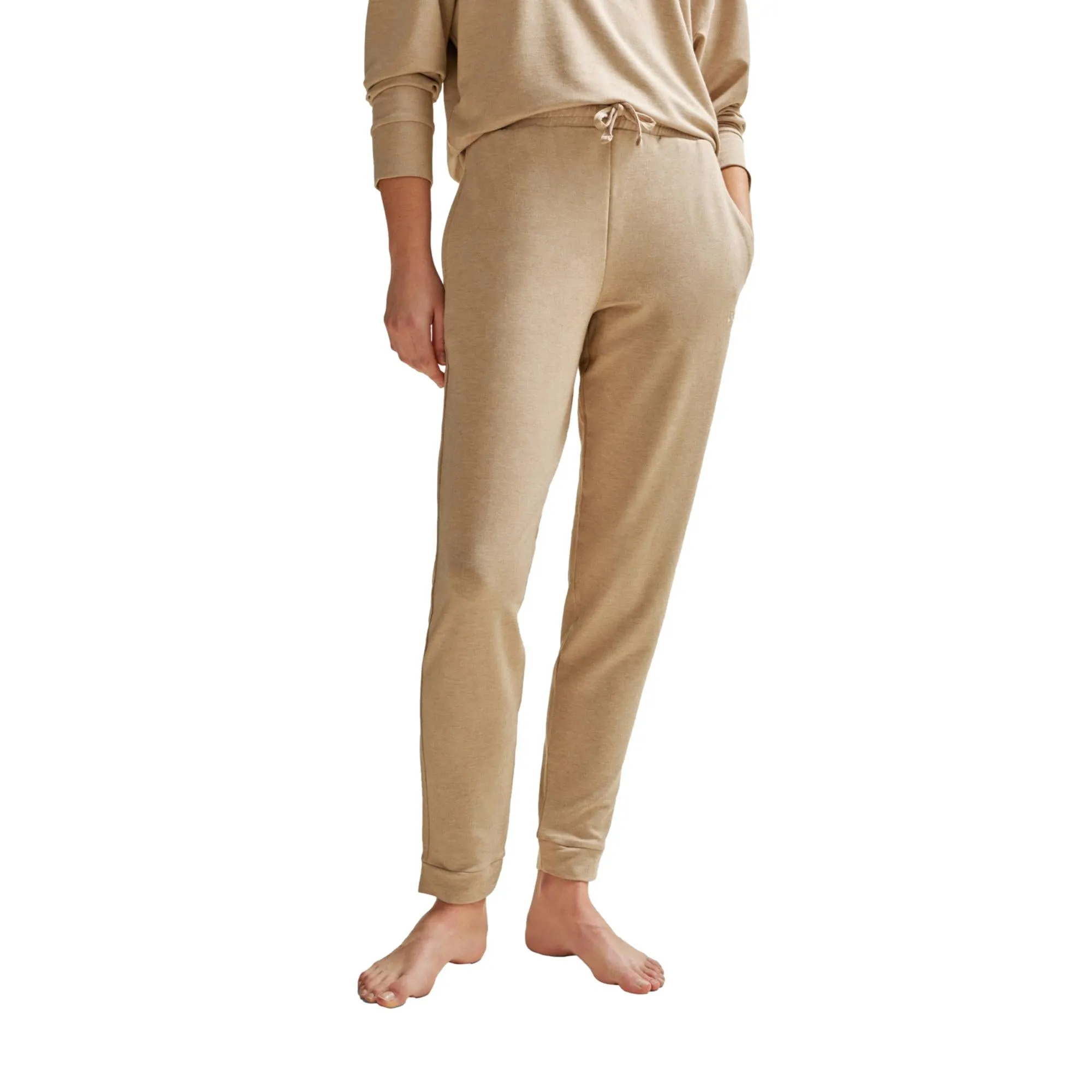 BOSS Womens Embroidered Logo Tracksuit Bottoms - Medium Beige