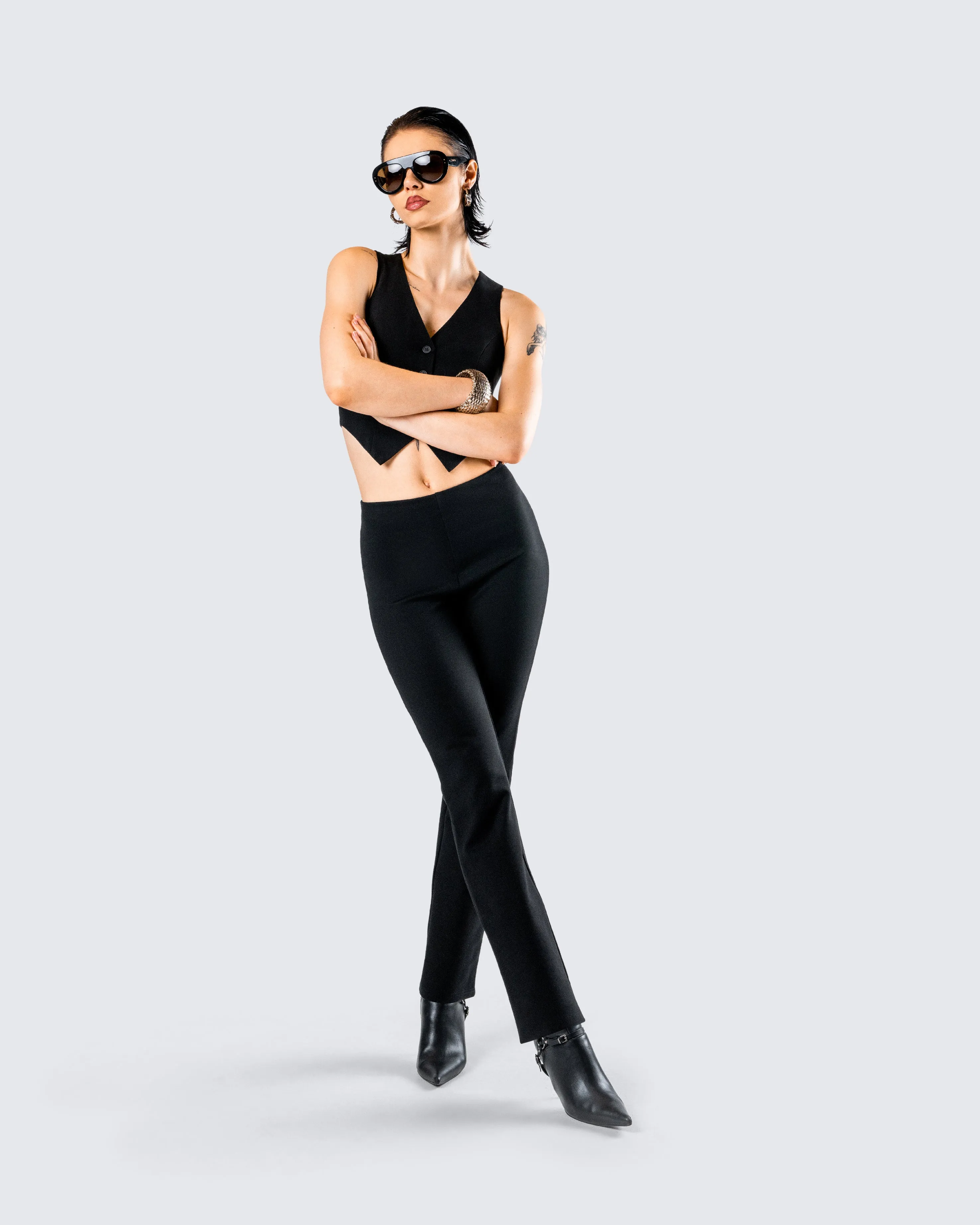 Bronte Black Ponte High Rise Pant