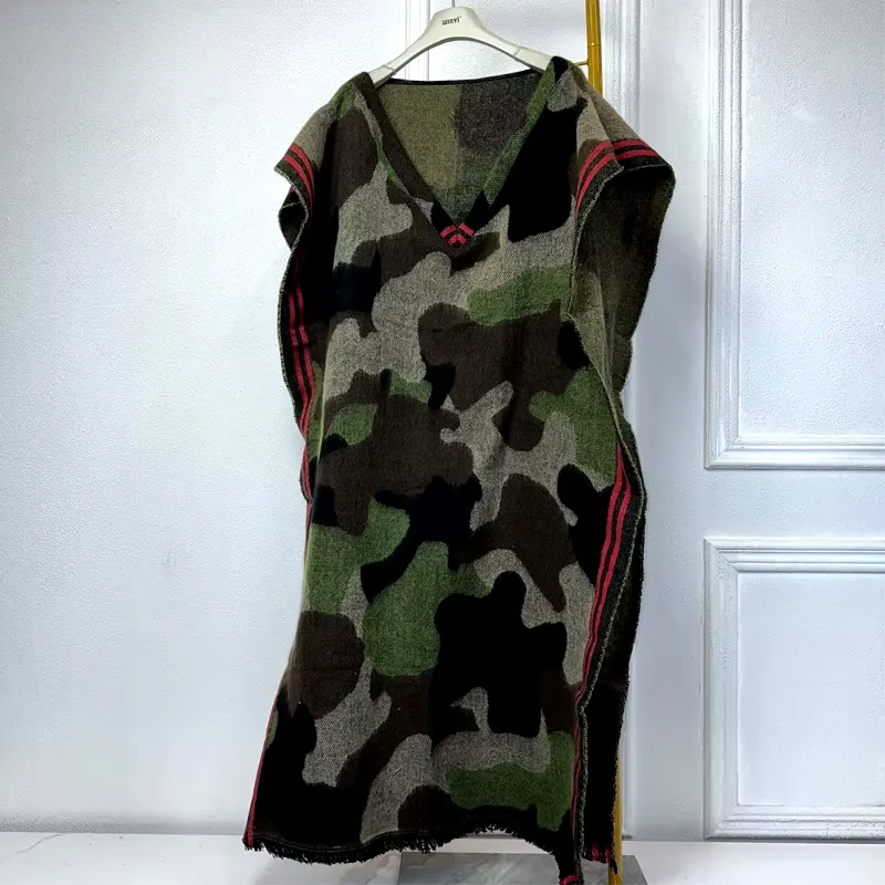 Camo Chic Wool Kaftan Dress