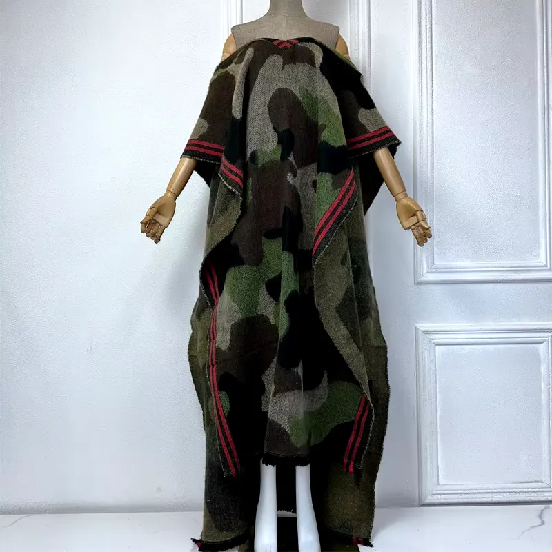 Camo Chic Wool Kaftan Dress