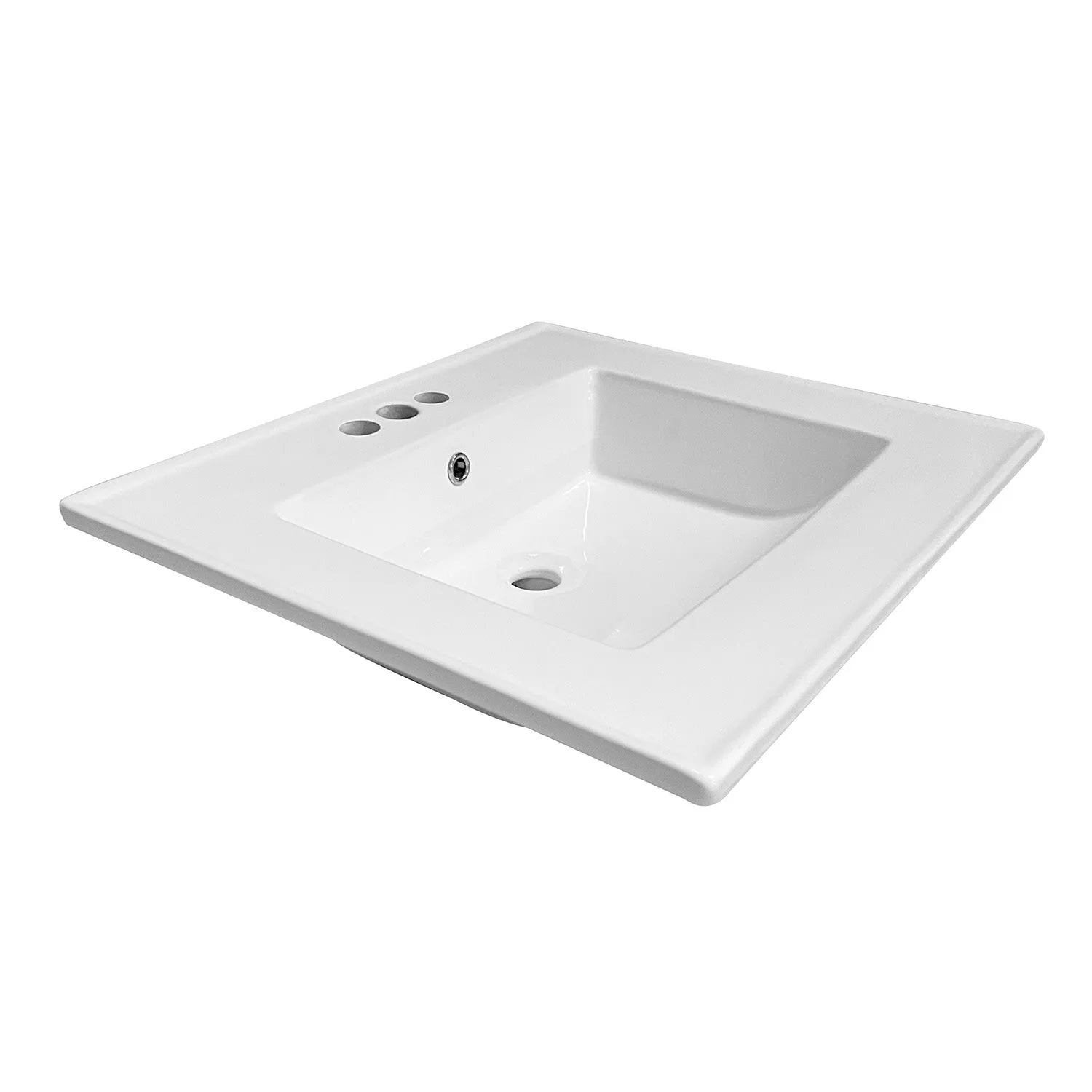 Continental LBT25227W34 25-Inch Ceramic Vanity Sink Top, White