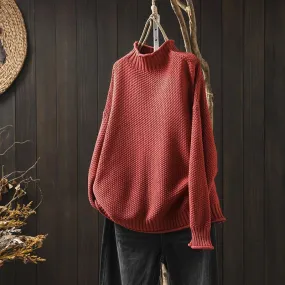 Cozy Long Collar Diamond Knit Sweater