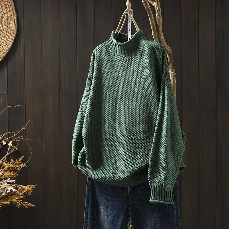 Cozy Long Collar Diamond Knit Sweater