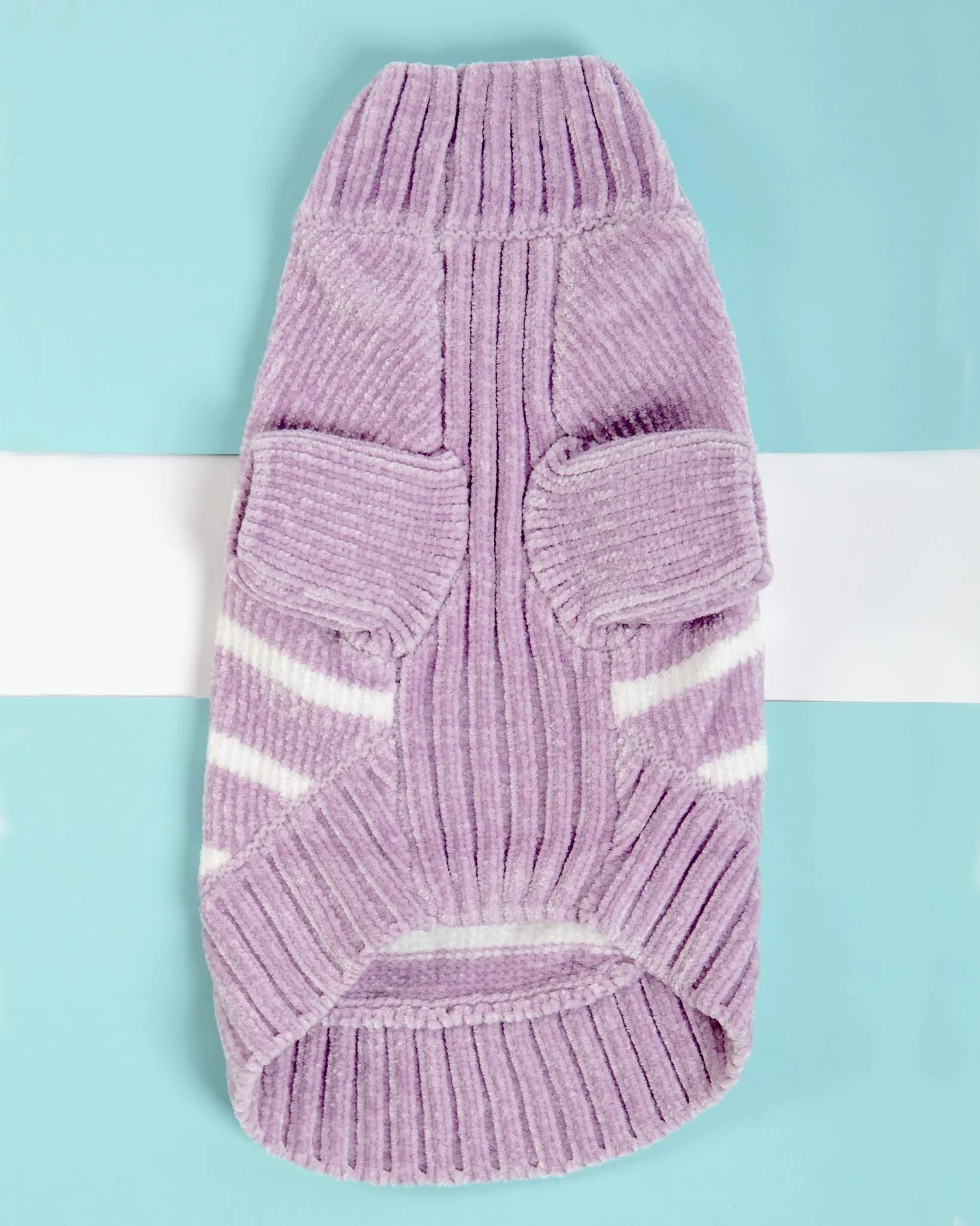 Cozy Soft Chenille Striped Dog Sweater in Lavender Frost (FINAL SALE)