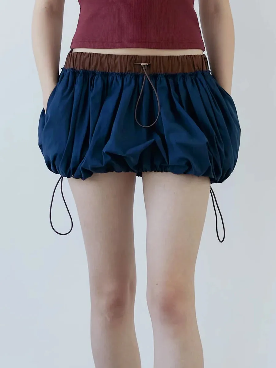 Drawstring Bubble Mini Skirt