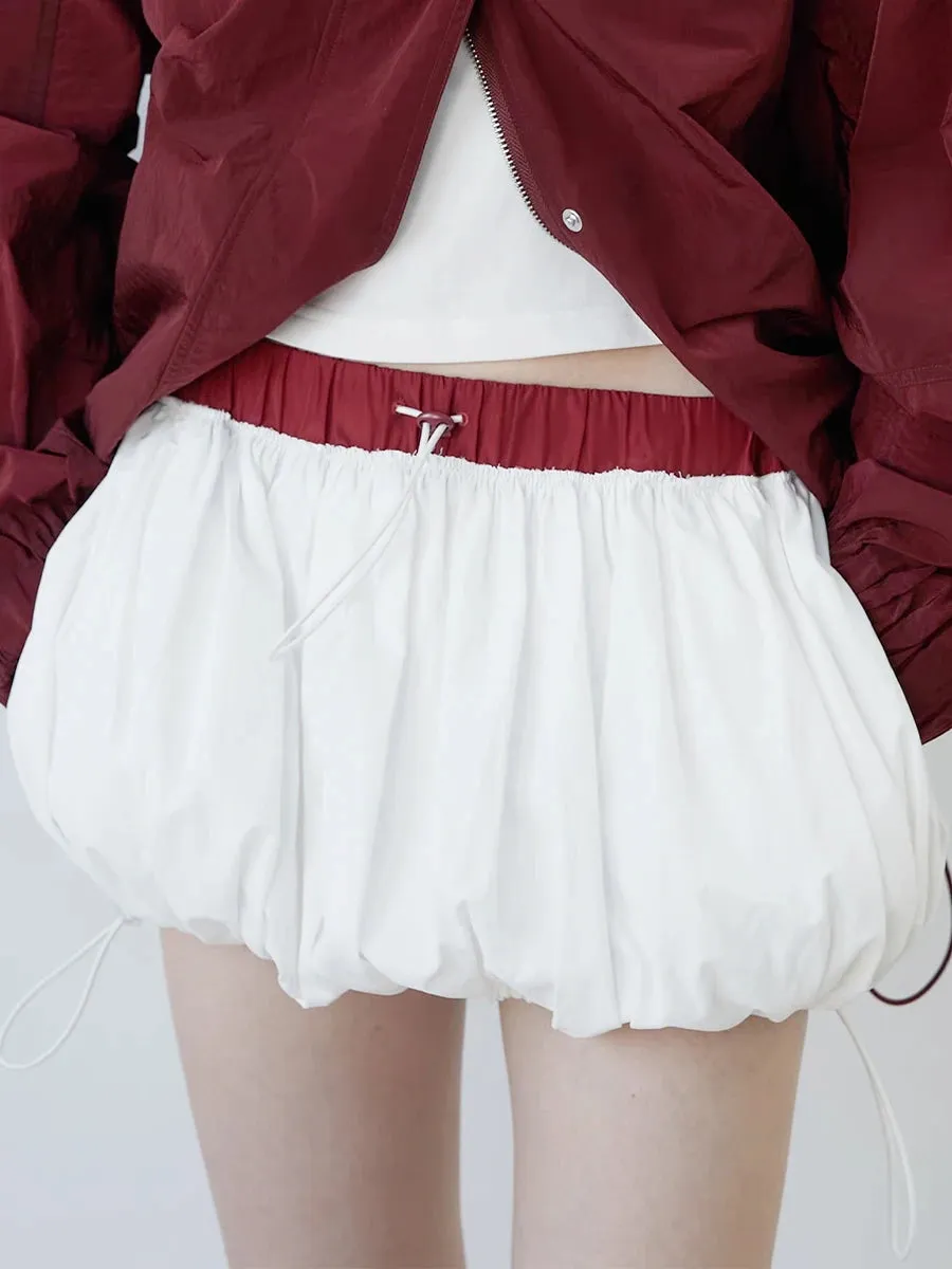 Drawstring Bubble Mini Skirt