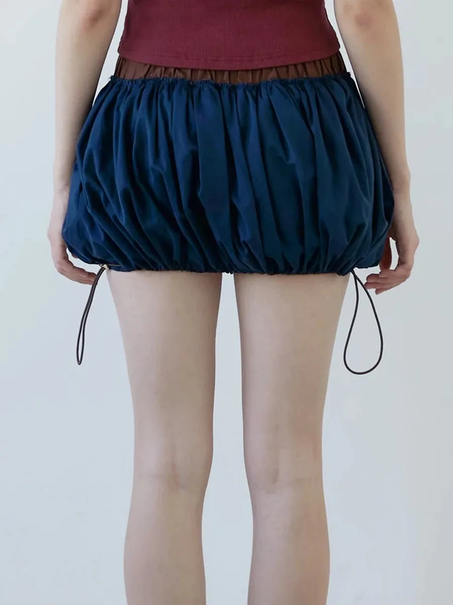 Drawstring Bubble Mini Skirt