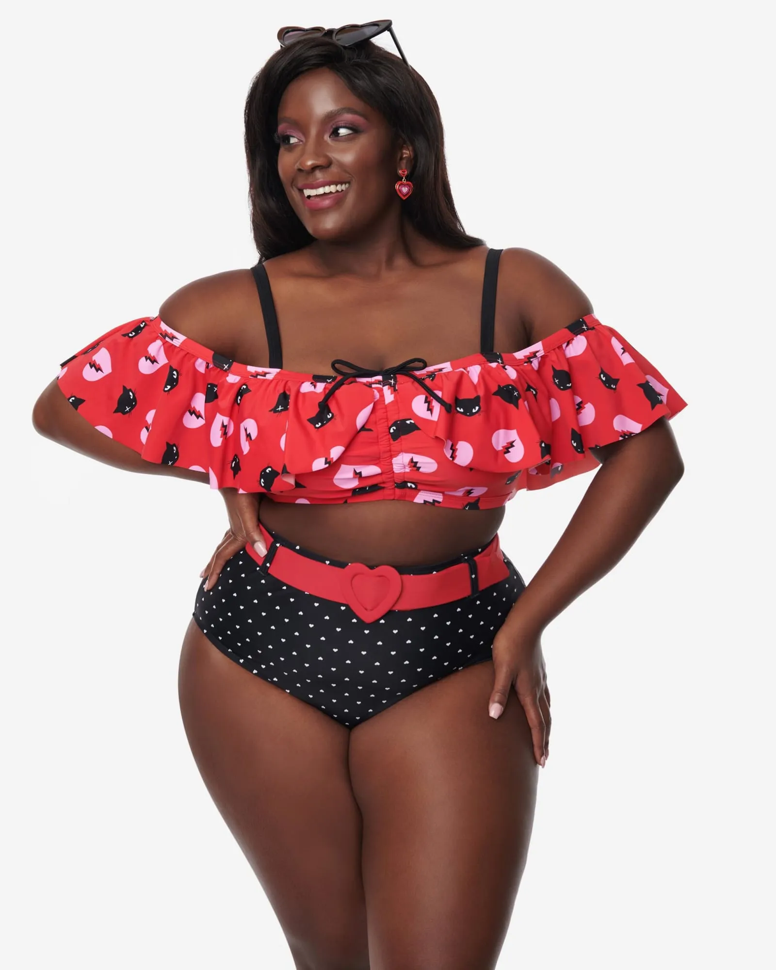 Emily The Strange x Unique Vintage Black Pin Dot Swim Bottoms | Black, Polka Dot