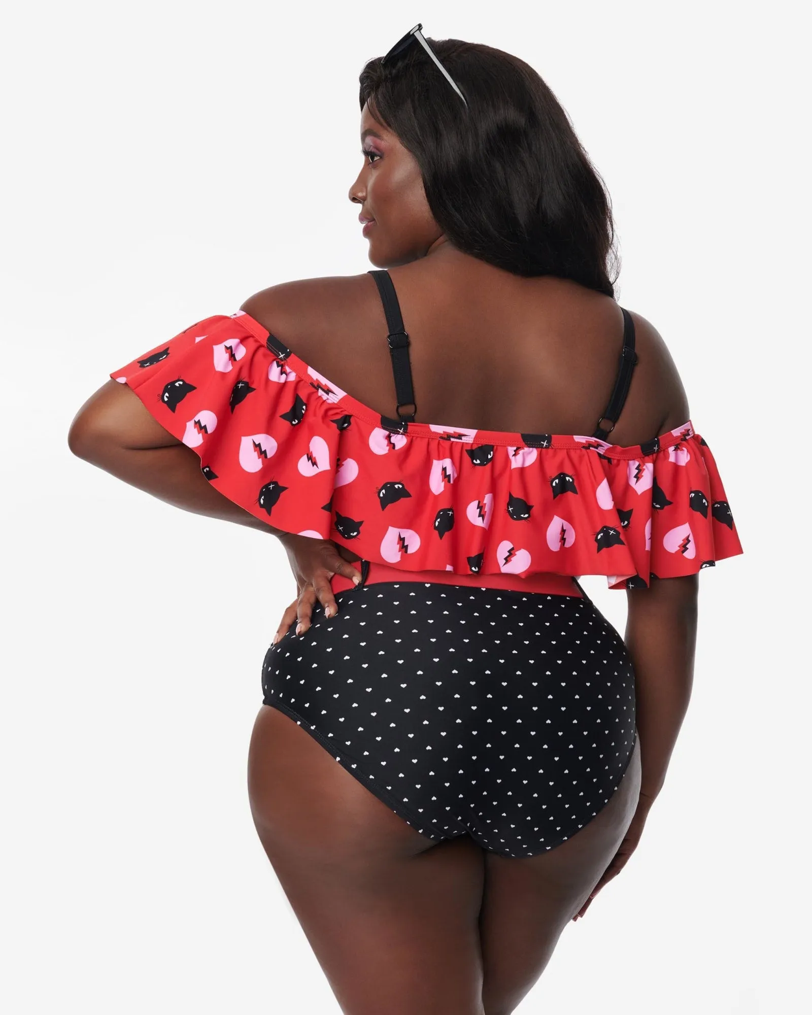 Emily The Strange x Unique Vintage Black Pin Dot Swim Bottoms | Black, Polka Dot