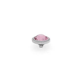 Fabero Flat Silver and  Light Rose Crystal Ring Gem Top, 10mm