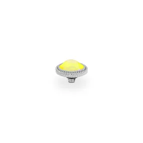 Fabero Flat Silver and Sunshine Delite Crystal Ring Gem Top, 10mm