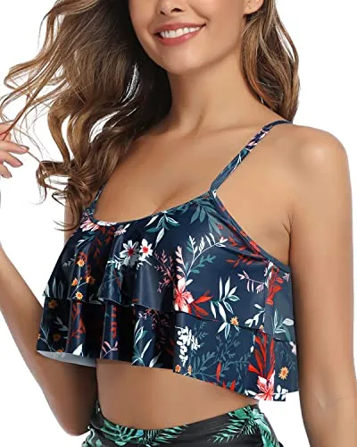 Flounce Ruffled Bikini Tops for Women Stylish Falbala Swimsuit Tank Tops