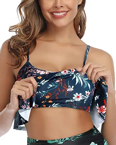 Flounce Ruffled Bikini Tops for Women Stylish Falbala Swimsuit Tank Tops