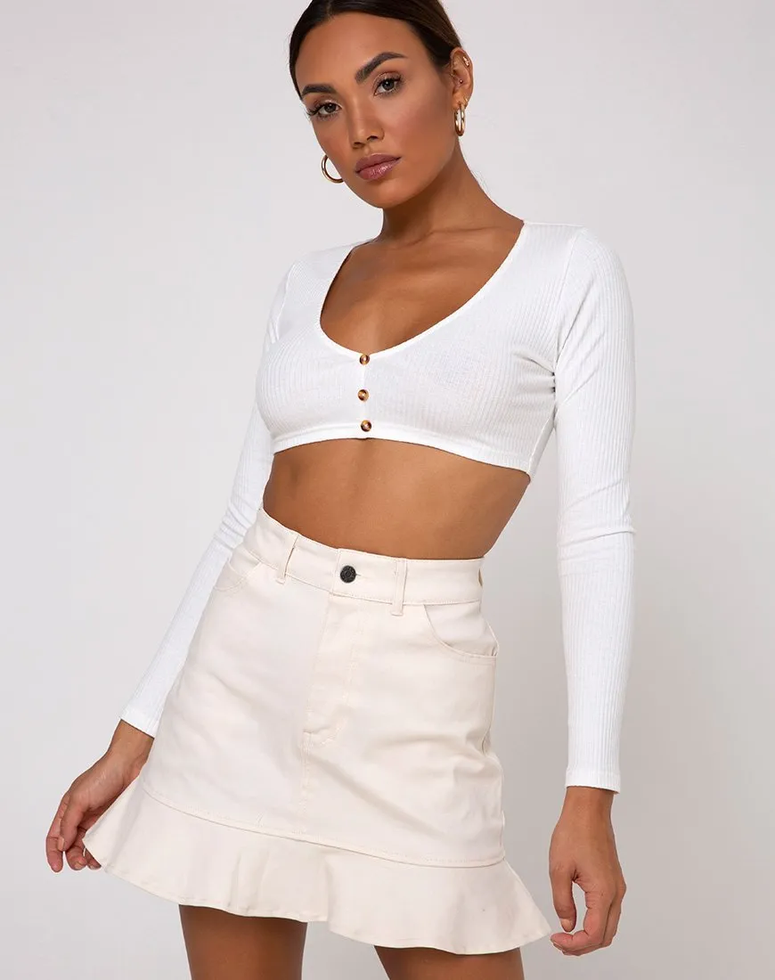 Gato Crop Top in Rib Ivory