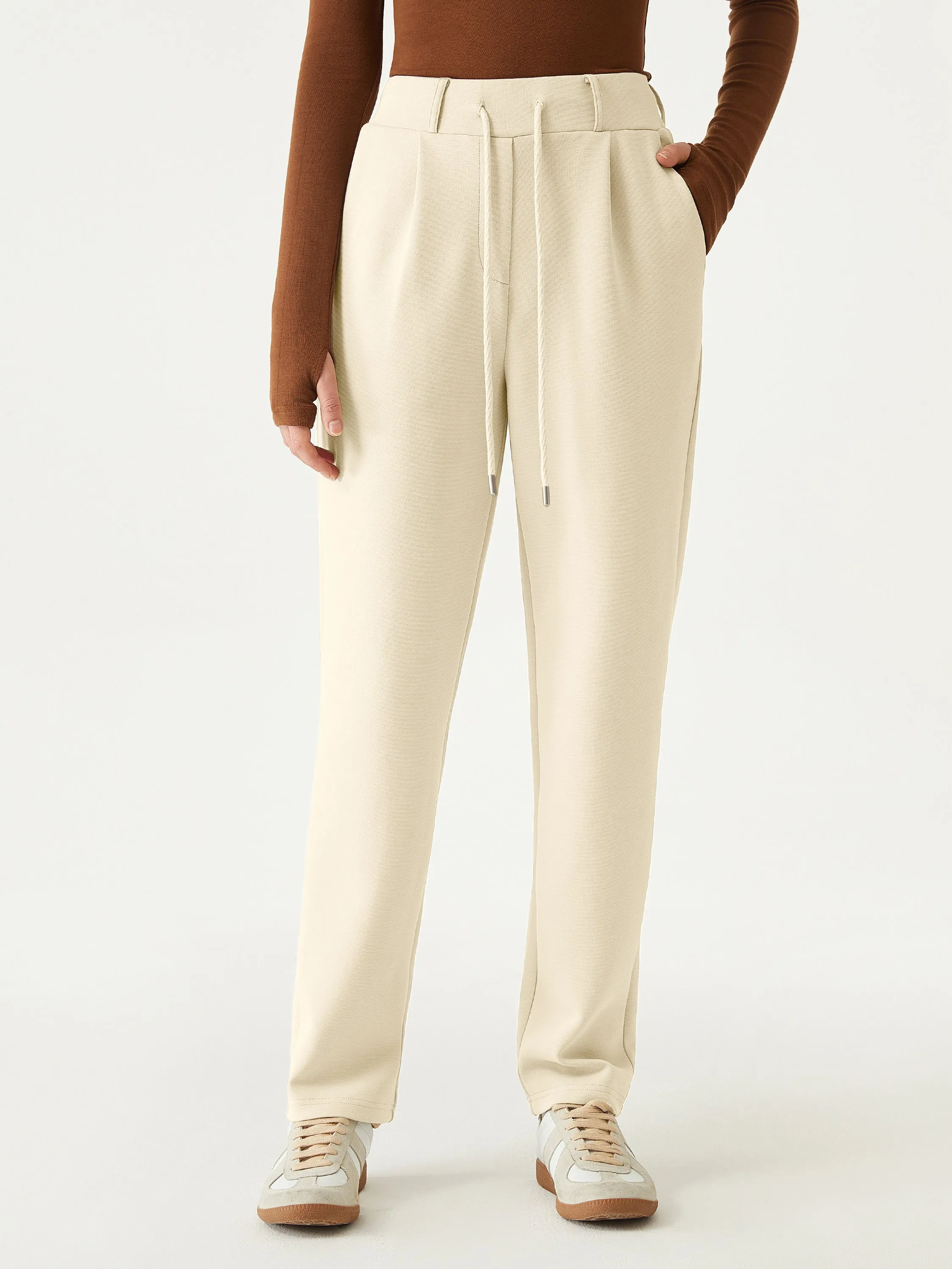 High Waisted Drawstring Tapered Pant