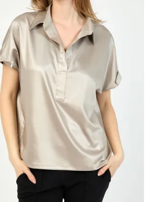 Hilton Hollis Textured Satin Top Oyster