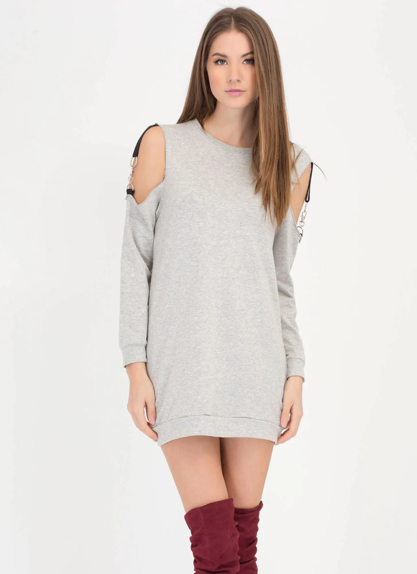 Hold Up Cold Shoulder Sweatshirt Dress