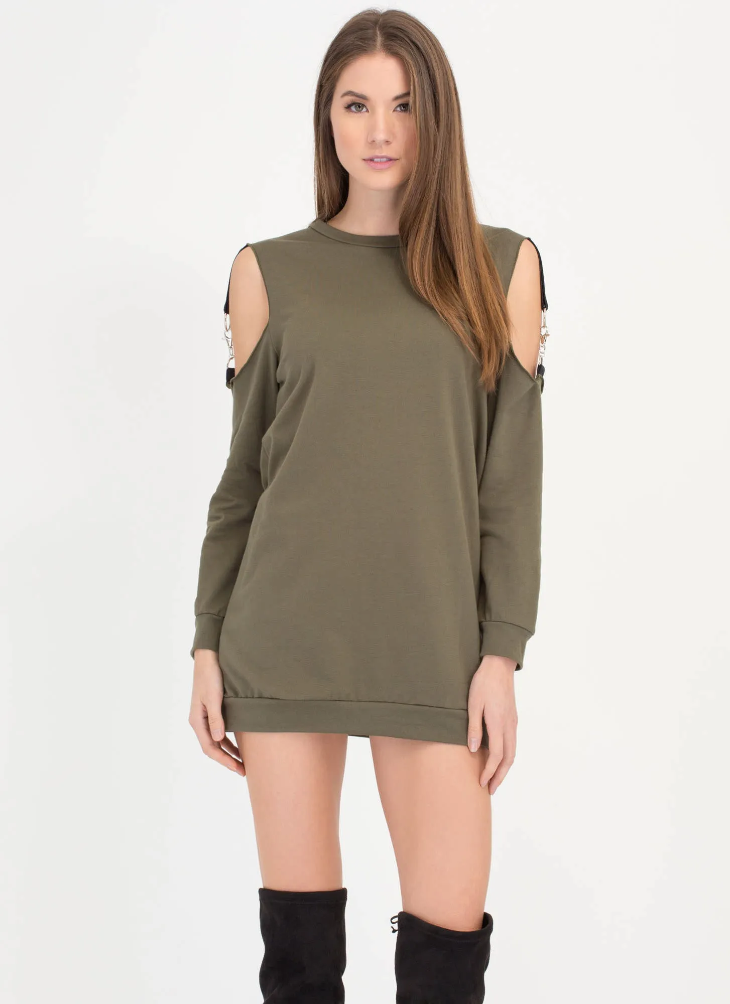 Hold Up Cold Shoulder Sweatshirt Dress