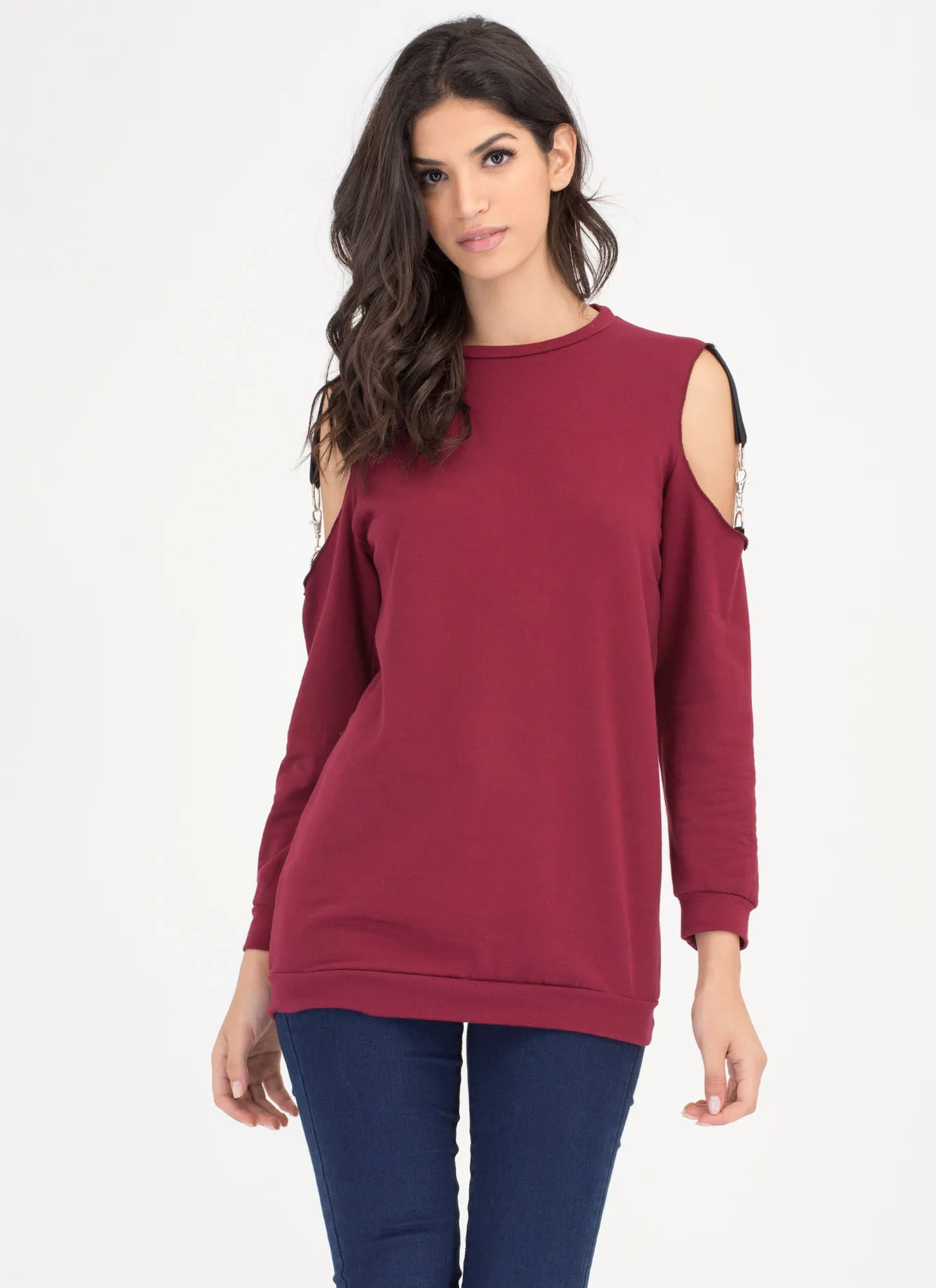 Hold Up Cold Shoulder Sweatshirt Dress