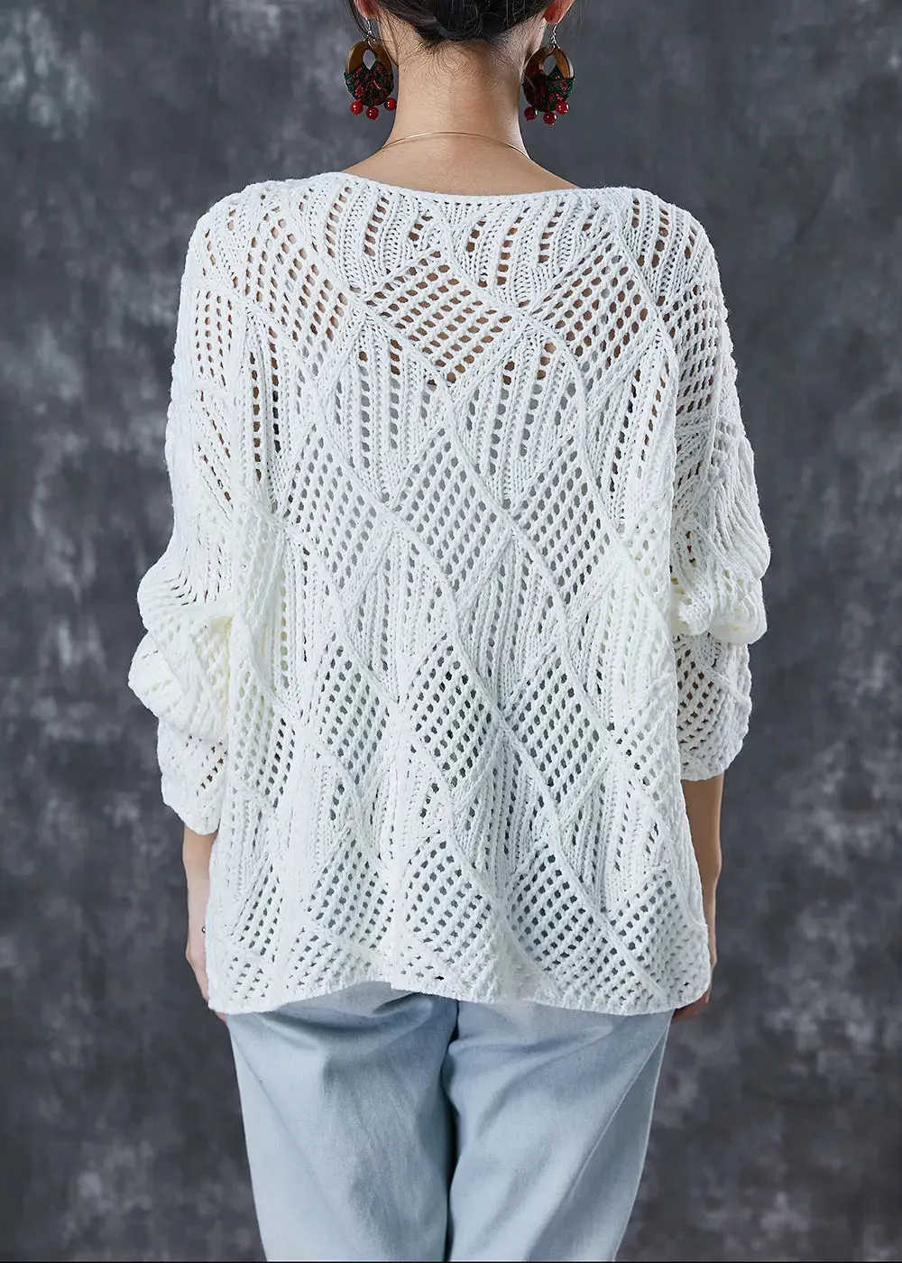 Hollow Out Zircon Knit Tops Fall