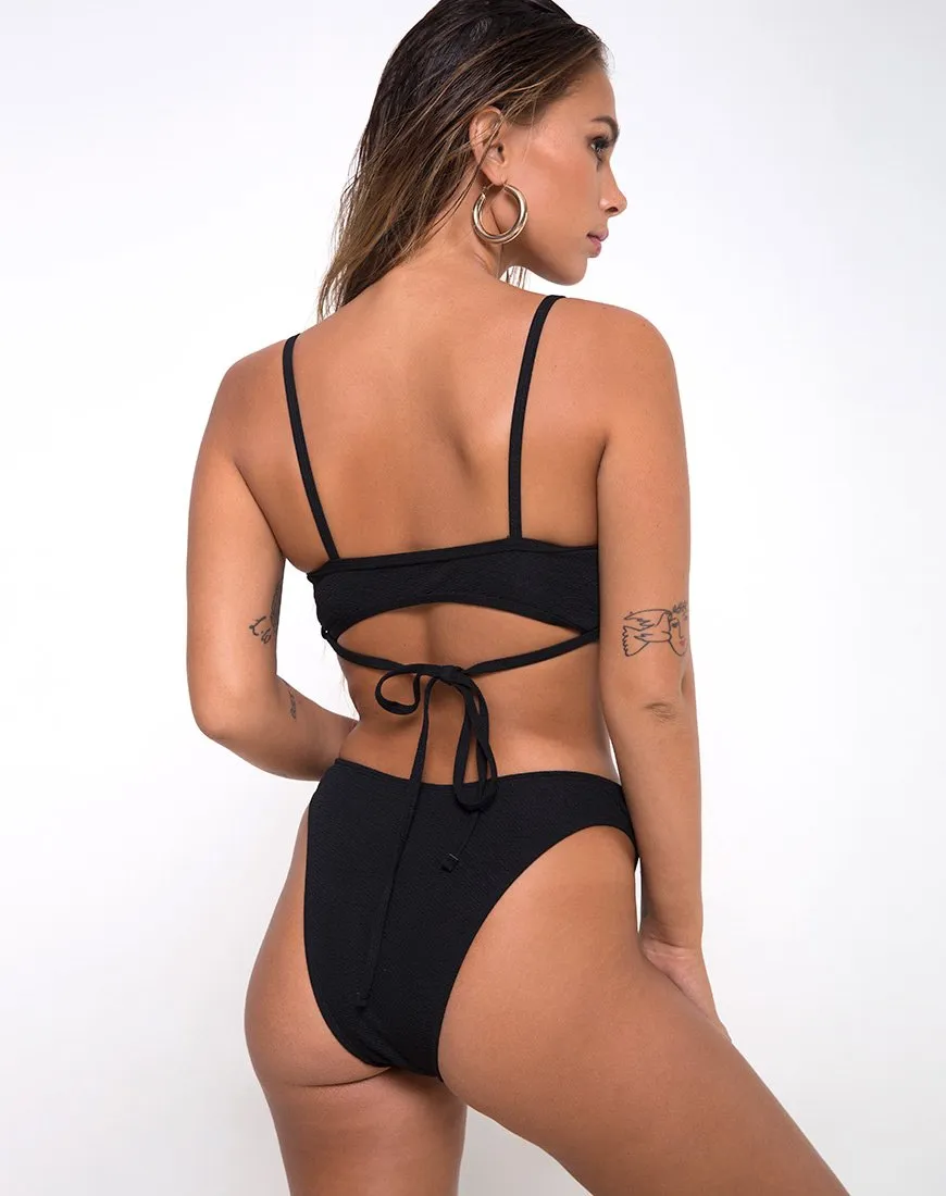 Ina Bottom Bikini in Texture Black