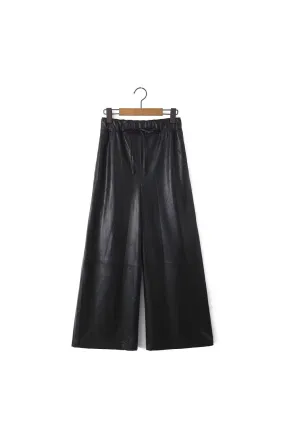 'Ivy' Casual Versatile Straight-Leg Leather Pants