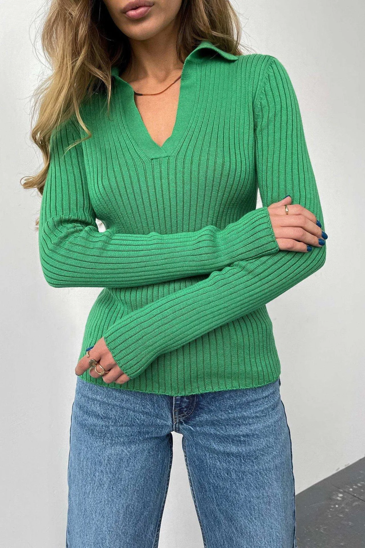 Jamie Polo Collar Slim Women Sweater