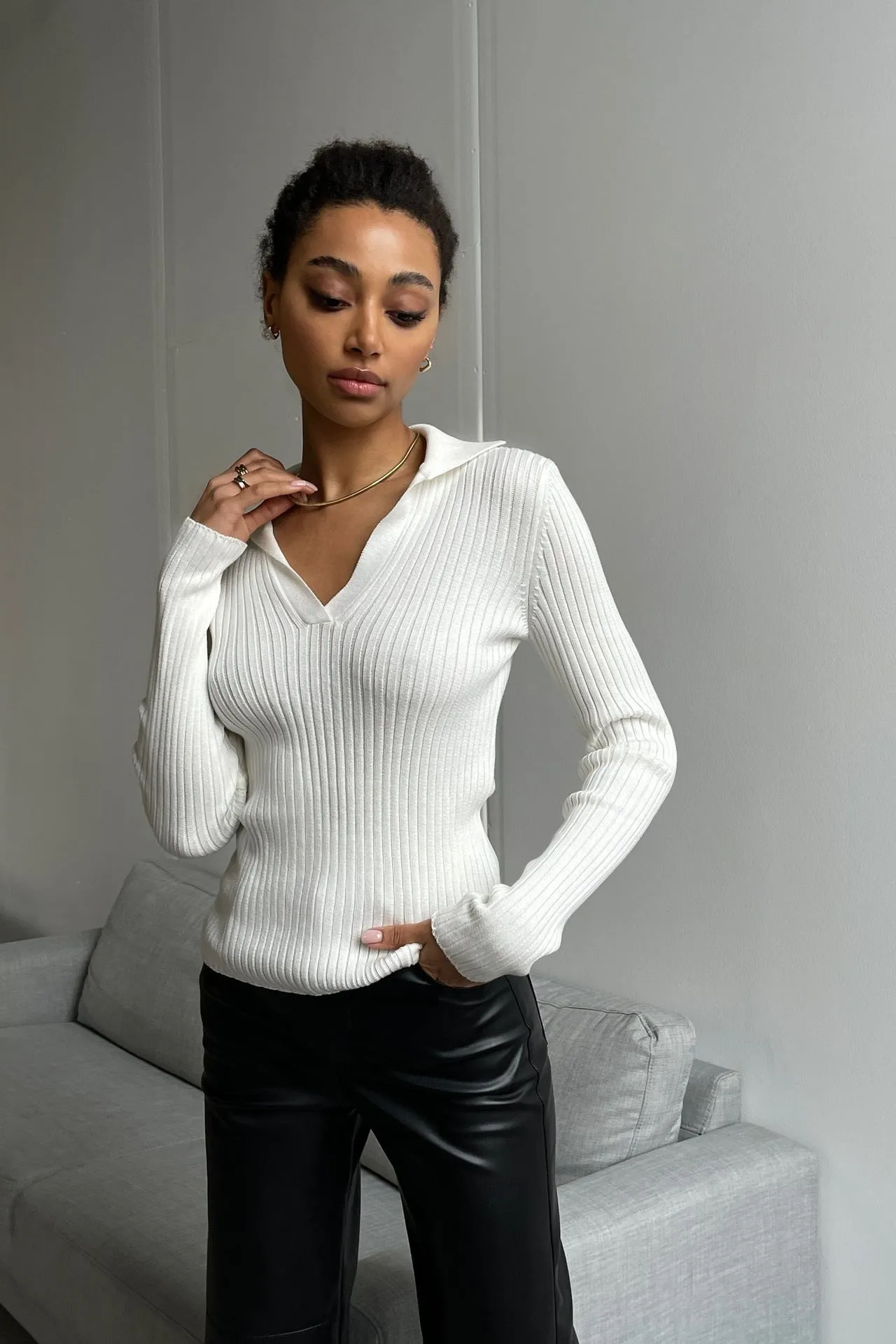 Jamie Polo Collar Slim Women Sweater