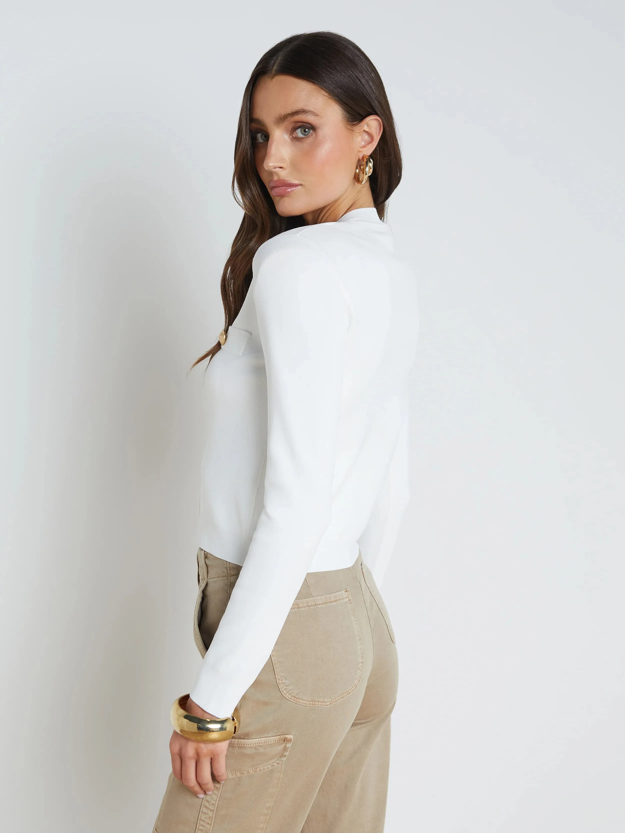 L'AGENCE TOULOUSE CROP CREWNECK CARDIGAN