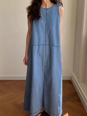 Loose Sleeveless Split-joint Denim Dress