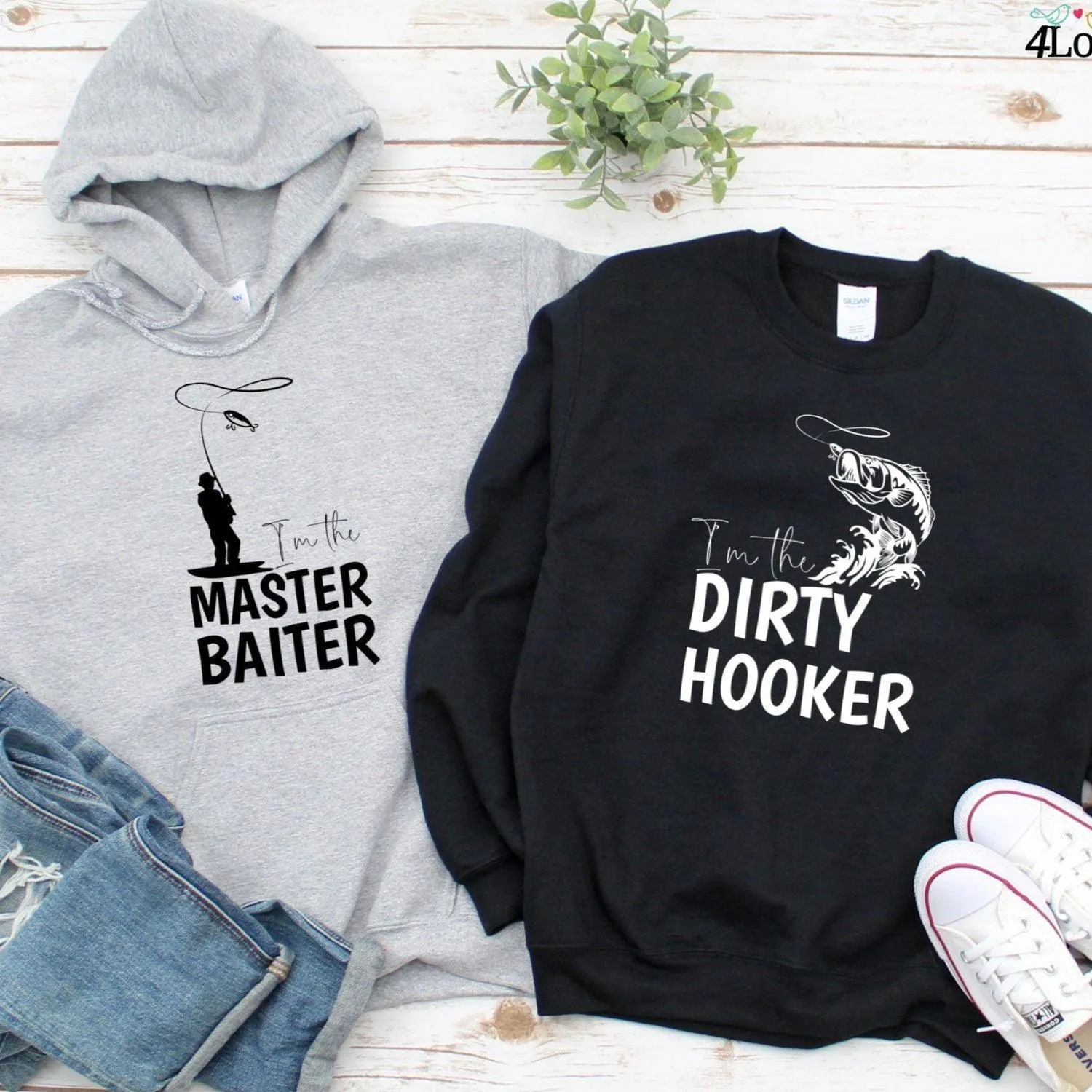 Matching Set: Master Baiter & Dirty Hooker Outfits - Fun Comfy Duo Collection