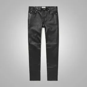 Men's Real Sheepskin Black Fashion Leather Pant