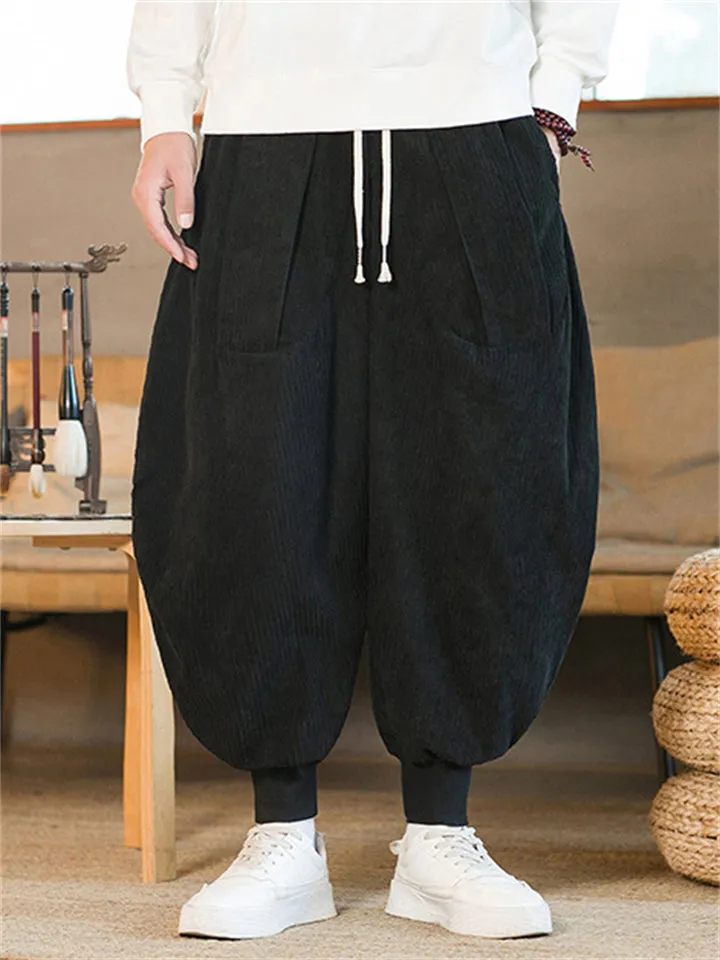 Men's Stylish Oversized Corduroy Ankle Tied Pants