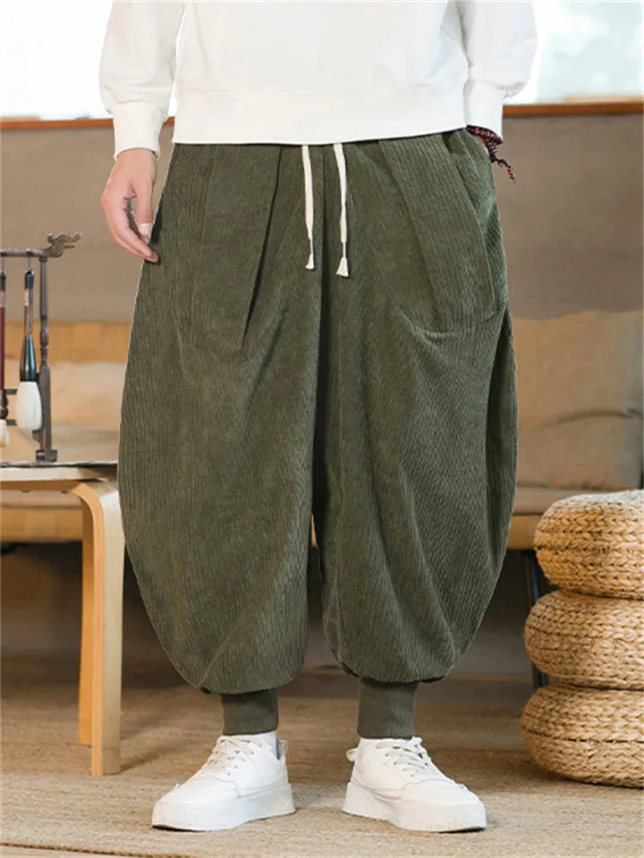 Men's Stylish Oversized Corduroy Ankle Tied Pants