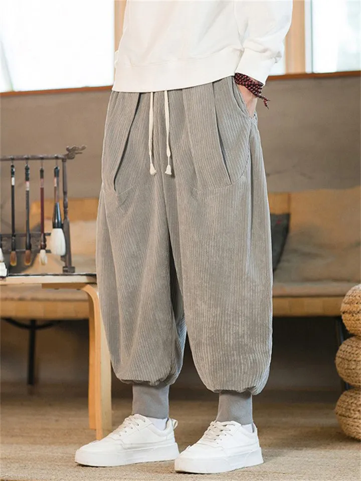 Men's Stylish Oversized Corduroy Ankle Tied Pants