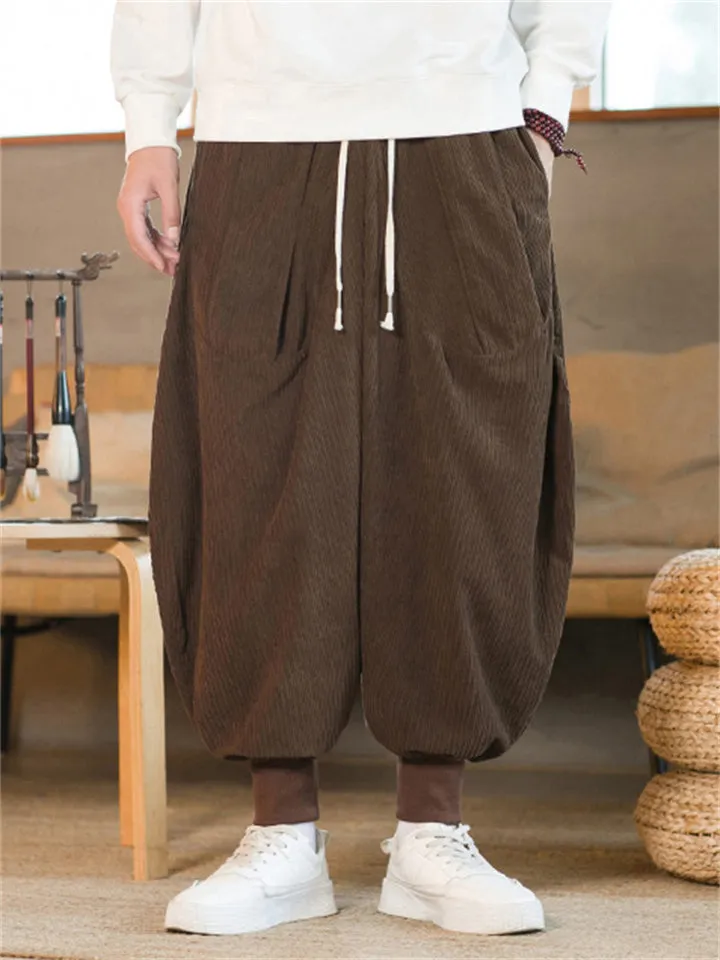 Men's Stylish Oversized Corduroy Ankle Tied Pants