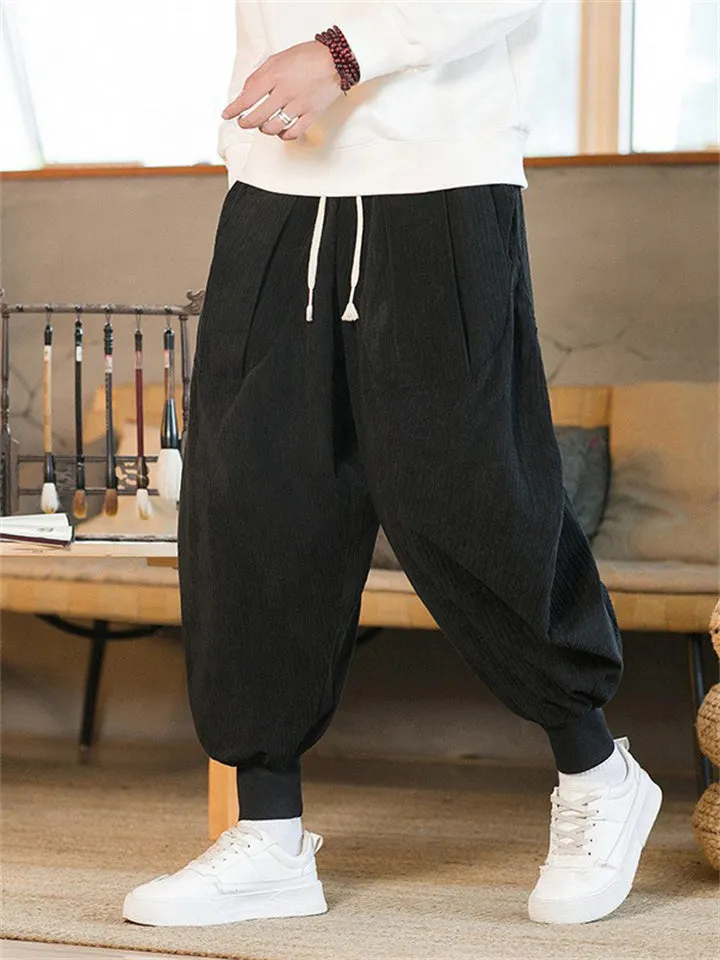 Men's Stylish Oversized Corduroy Ankle Tied Pants