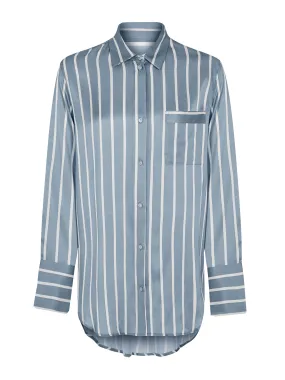 Paris dust blue striped silk pyjama shirt