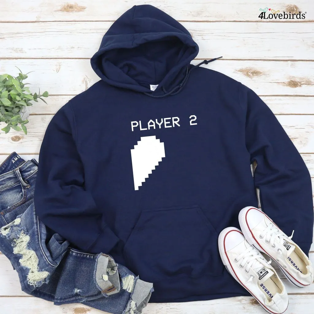 Player 1 & 2 Matching Set, Perfect for Couples, Valentine's Gift, Gaming Duo Outfit, Geek Heart Design