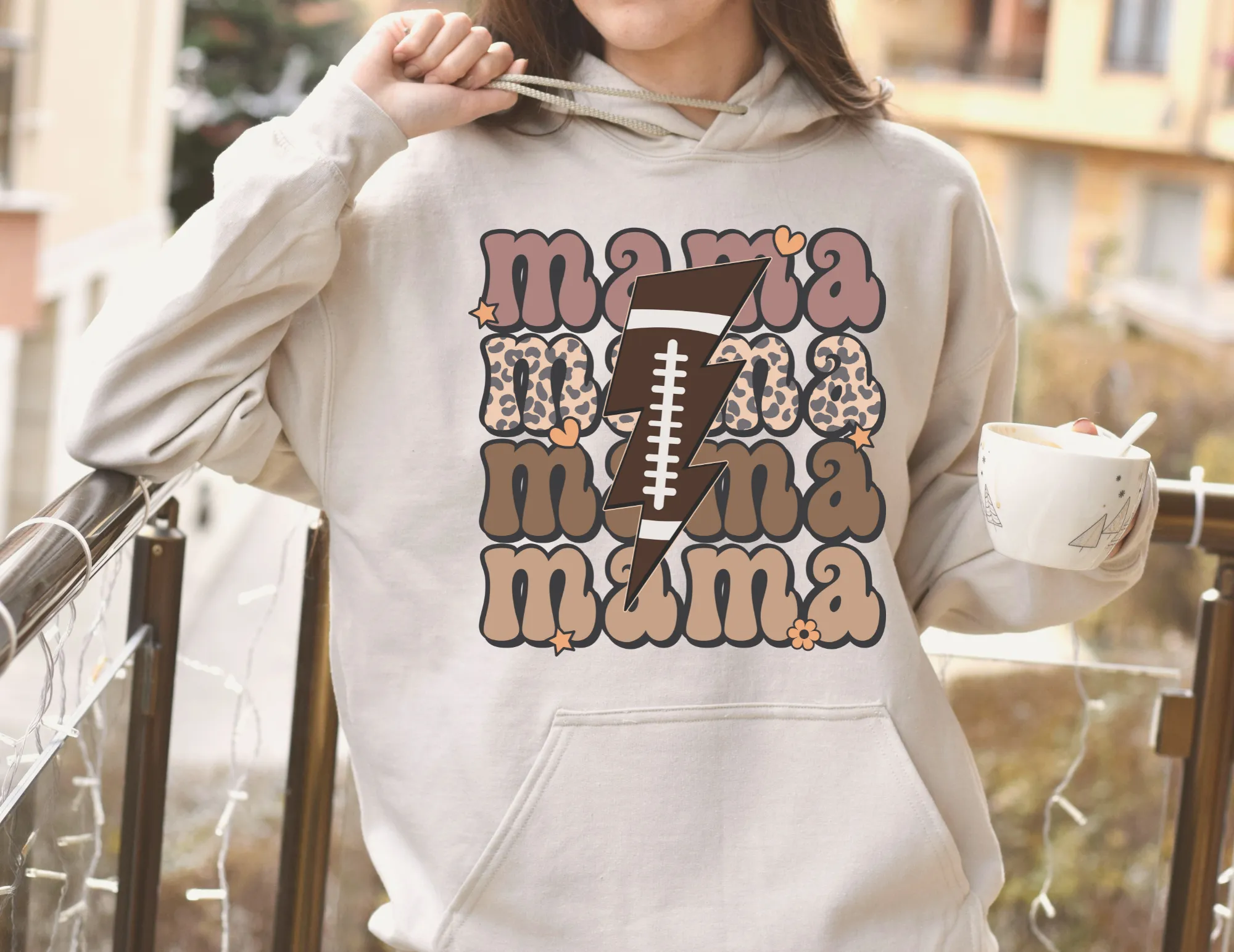 Retro Football Mom Hoodie Sweatshirt