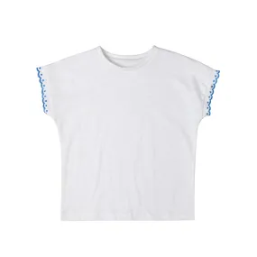 Simple Embroidered Trim T-shirt