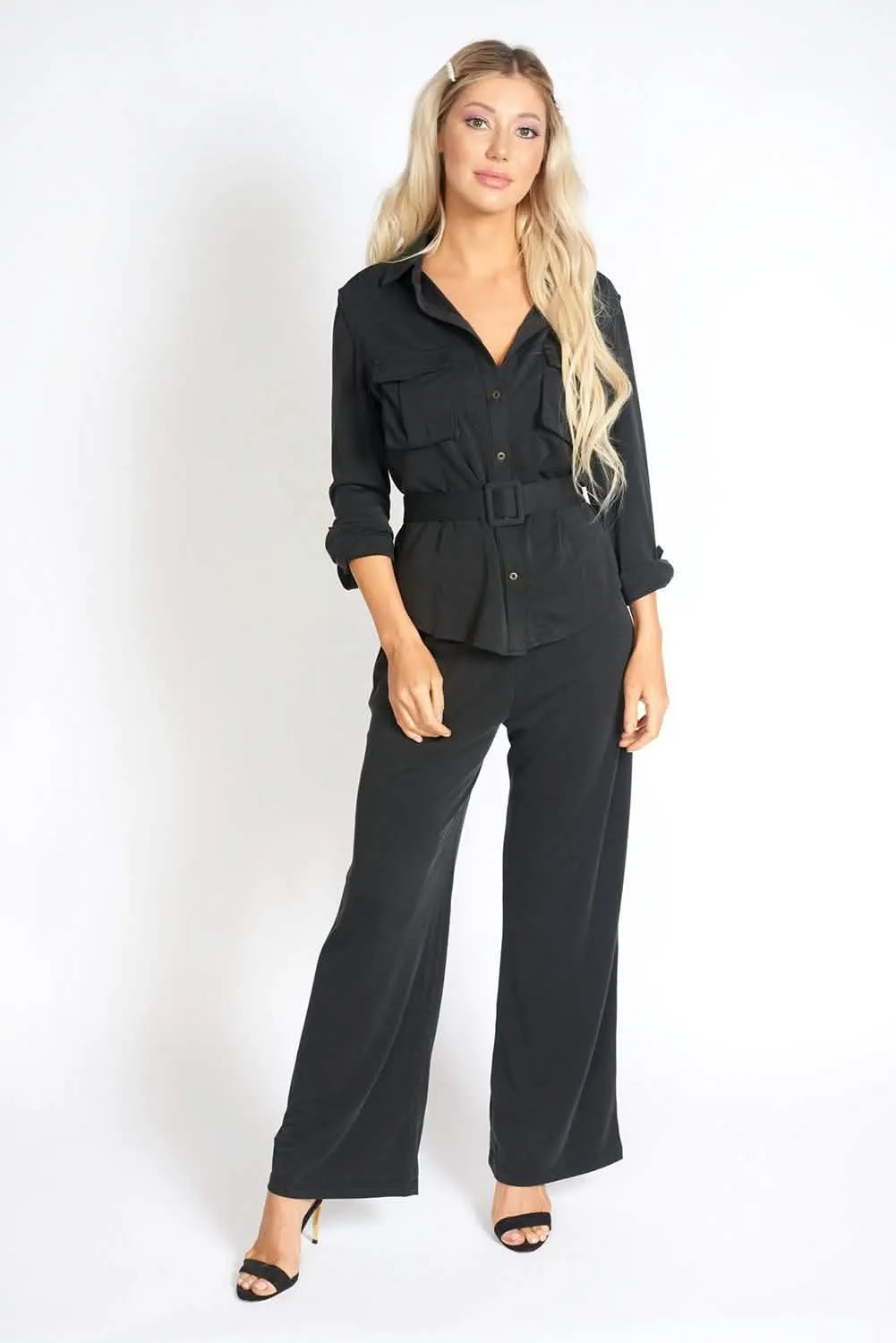 Sleek and Stylish Black Wide Leg Trousers for the Office