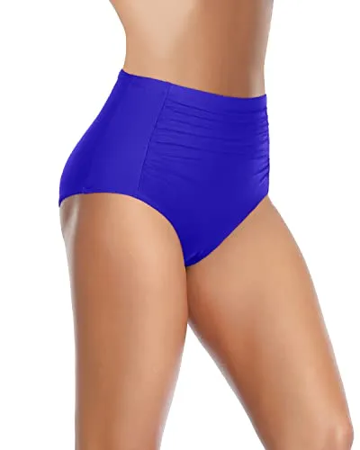 Summer Vacation Bikini Bottoms Ruched Bathing Suit Bottom-Royal Blue